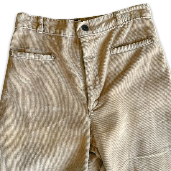 Vintage 1970s Landlubber Groovy High Waisted Tan Corduroy Flare Pants - Picture 3 of 9